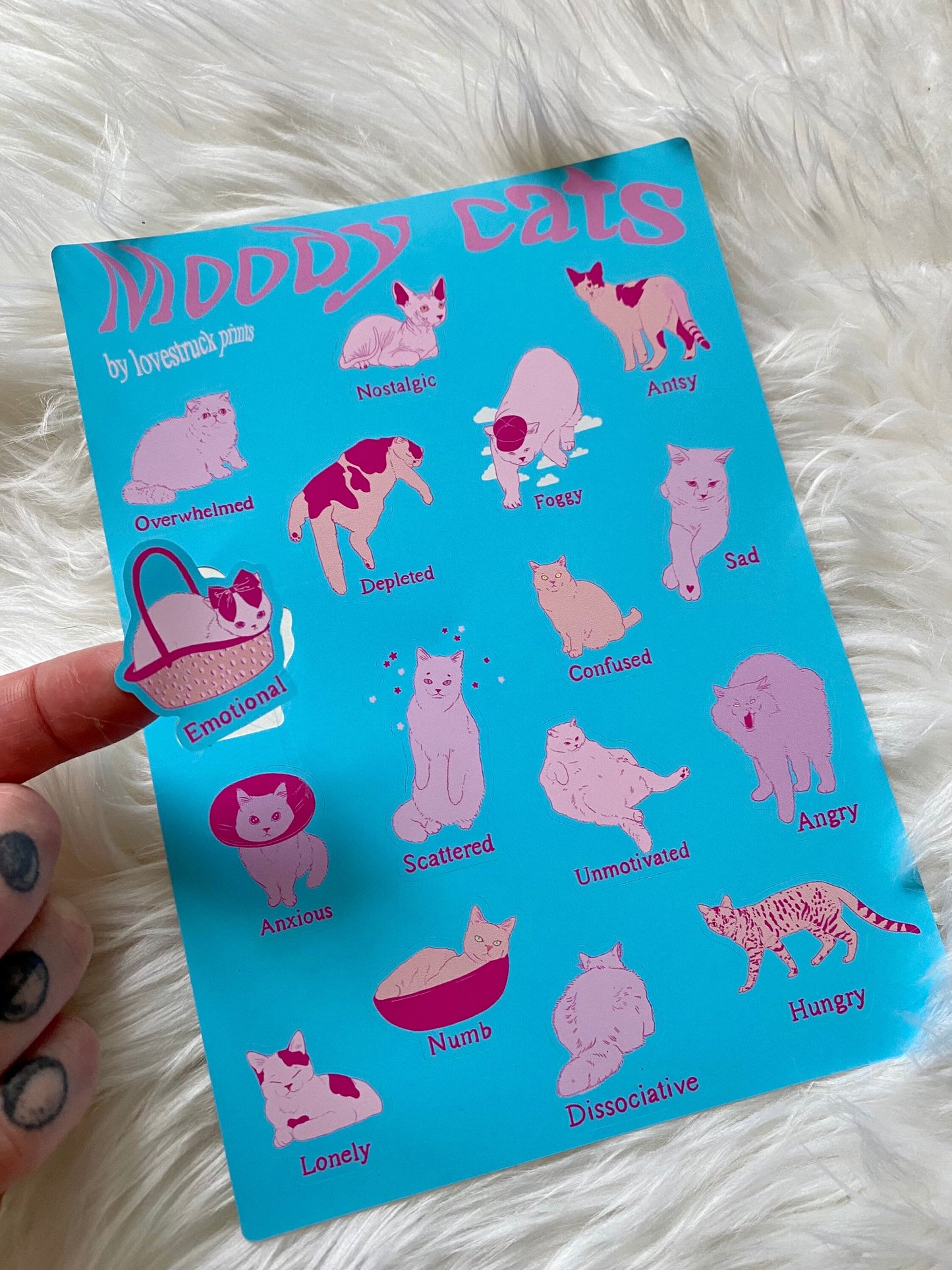 Moody Cats Vinyl Sticker Sheet