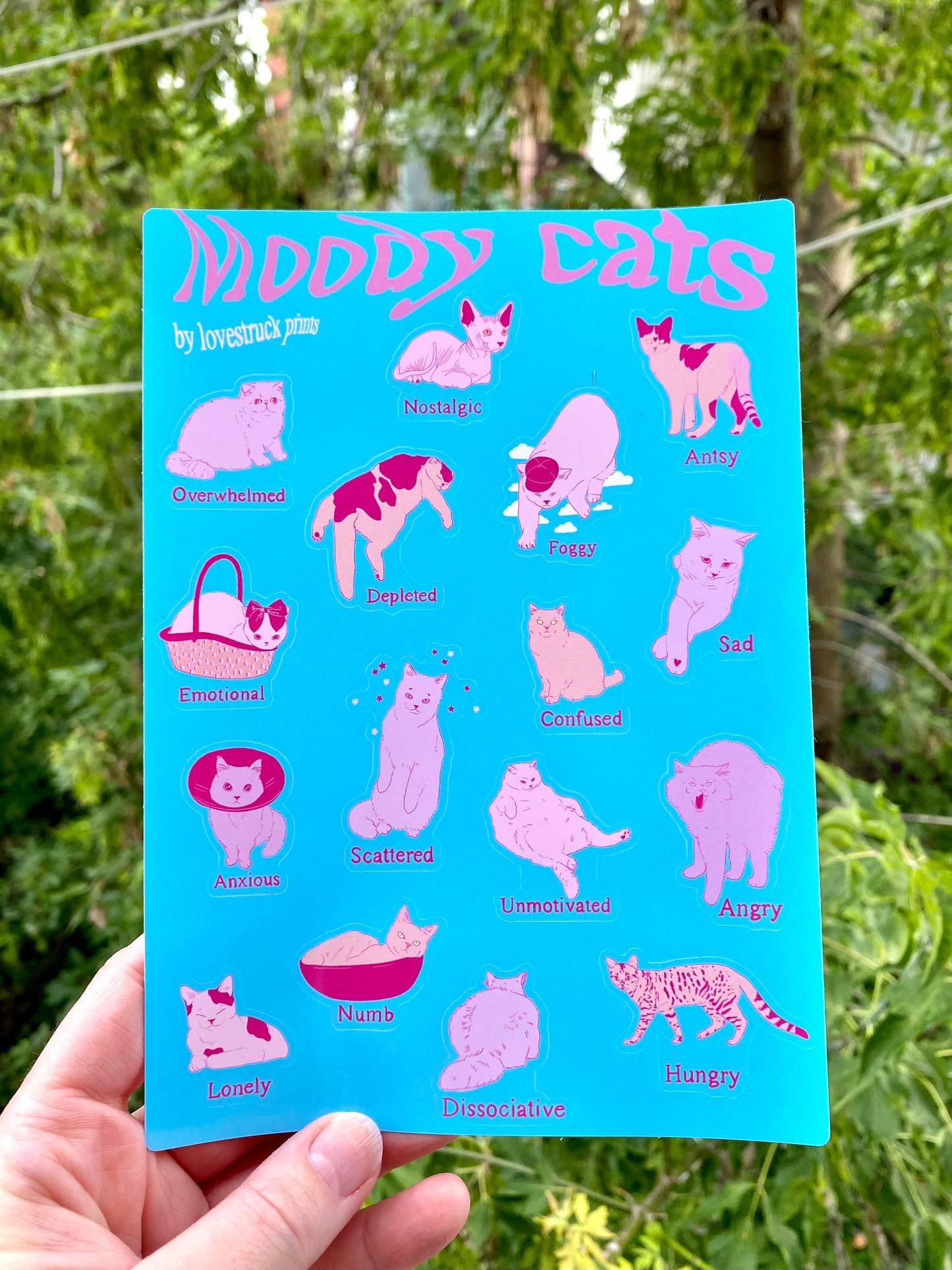 Moody Cats Vinyl Sticker Sheet